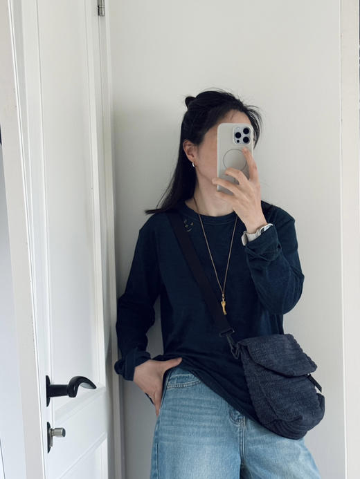 45-R领口笑脸竹节棉刺绣纯色长袖【包邮+三天无理由退换】 商品图2