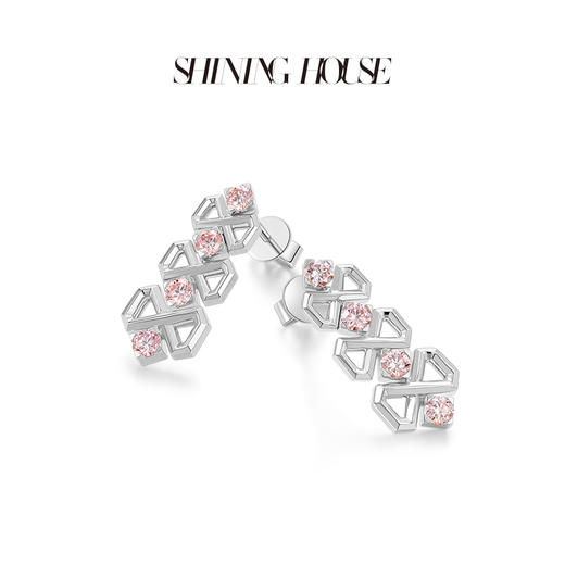 lucky·永恒之环系列ShiningHouse[培育]18k金钻石耳饰 粉钻 圆钻形人工真钻人造钻石K金耳饰可调节时尚钻石耳饰耳环耳钉悦己送礼臻选【此商品不支持7天无理由退货退款】预计3日发货 商品图3