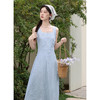 鹿向南「逐梦之境」灰蓝色无袖背心连衣裙女春季新款高腰显瘦长裙 商品缩略图0