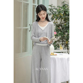 鹿向南「轻歌曼舞」灰色垂坠感休闲裤女春季新款显瘦阔腿宽松长裤