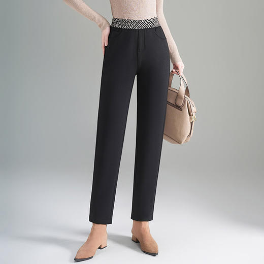 加绒加厚休闲老爹哈伦裤女大码胖mm高腰显瘦裤子新款锥形萝卜裤冬 商品图2