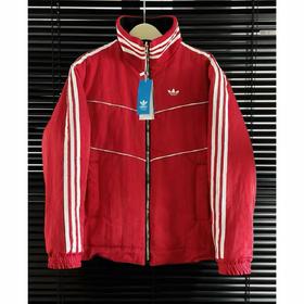 F0304121秋冬复古运动风两面穿哑光软质料保暖棉服黑红撞色外套