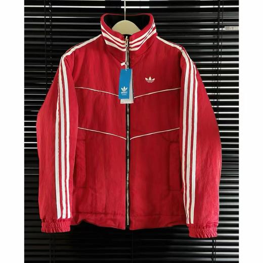 F0304121秋冬复古运动风两面穿哑光软质料保暖棉服黑红撞色外套 商品图0