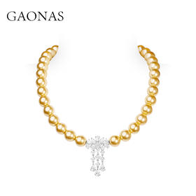 GAONAS高纳仕 仿真珍珠12mm金色珠项链