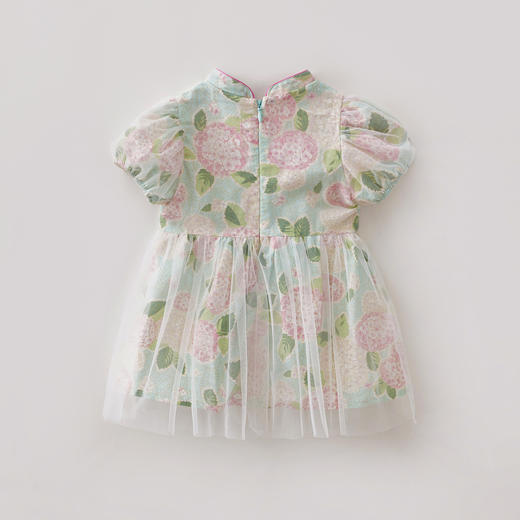 马克珍妮绣球花园女童亚麻旗袍连衣裙2026年夏装新款561029 商品图3