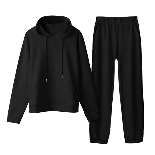 爱帝春款休闲卫衣套装男女同款空气层连帽运动服套装 商品图6