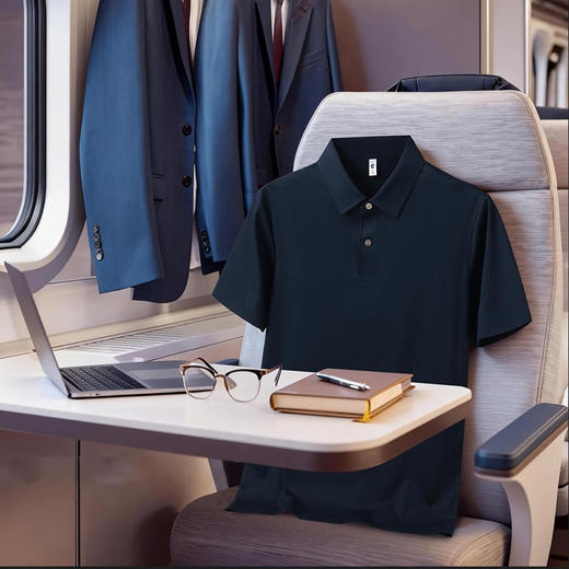 195g 100支丝光长绒棉纯色二级贴胶布领短袖polo衫  ZT-S1201# 商品图1