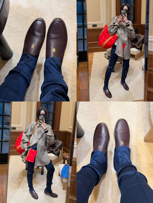 HIDEMI 羊皮一脚蹬轻便通勤休闲乐福鞋皮鞋单鞋平底鞋 商品图1