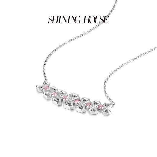 lucky·永恒之环系列ShiningHouse[培育]18k金钻石项链 粉钻 圆钻形人工真钻人造钻石K金项链可调节时尚钻石项链悦己送礼臻选【此商品不支持7天无理由退货退款】预计3日发货 商品图1