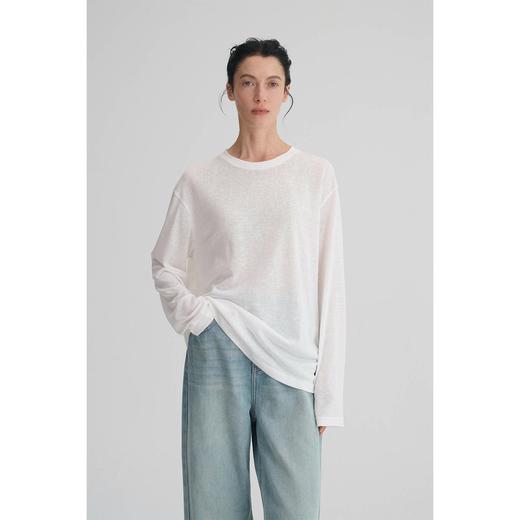 MAISON CECILE 三色|雪花棉天丝肌理宽松简约随性休闲百搭长袖T恤 商品图0