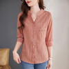 纯棉女士衬衫春夏季2026新款女装洋气大码中袖衬衣七分袖棉麻上衣 商品缩略图2