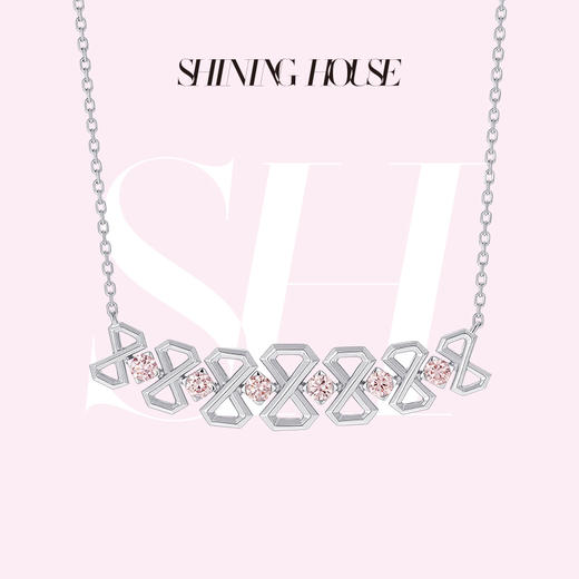 lucky·永恒之环系列ShiningHouse[培育]18k金钻石项链 粉钻 圆钻形人工真钻人造钻石K金项链可调节时尚钻石项链悦己送礼臻选【此商品不支持7天无理由退货退款】预计3日发货 商品图0