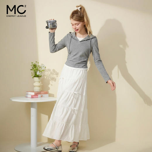 mc2连帽开v假两件收腰款T恤女装春秋季新款 商品图2