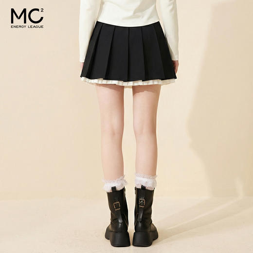 mc2百褶裙半身裙女2023夏新款下摆拼接半裙显瘦小个子气质A字短裙 商品图3