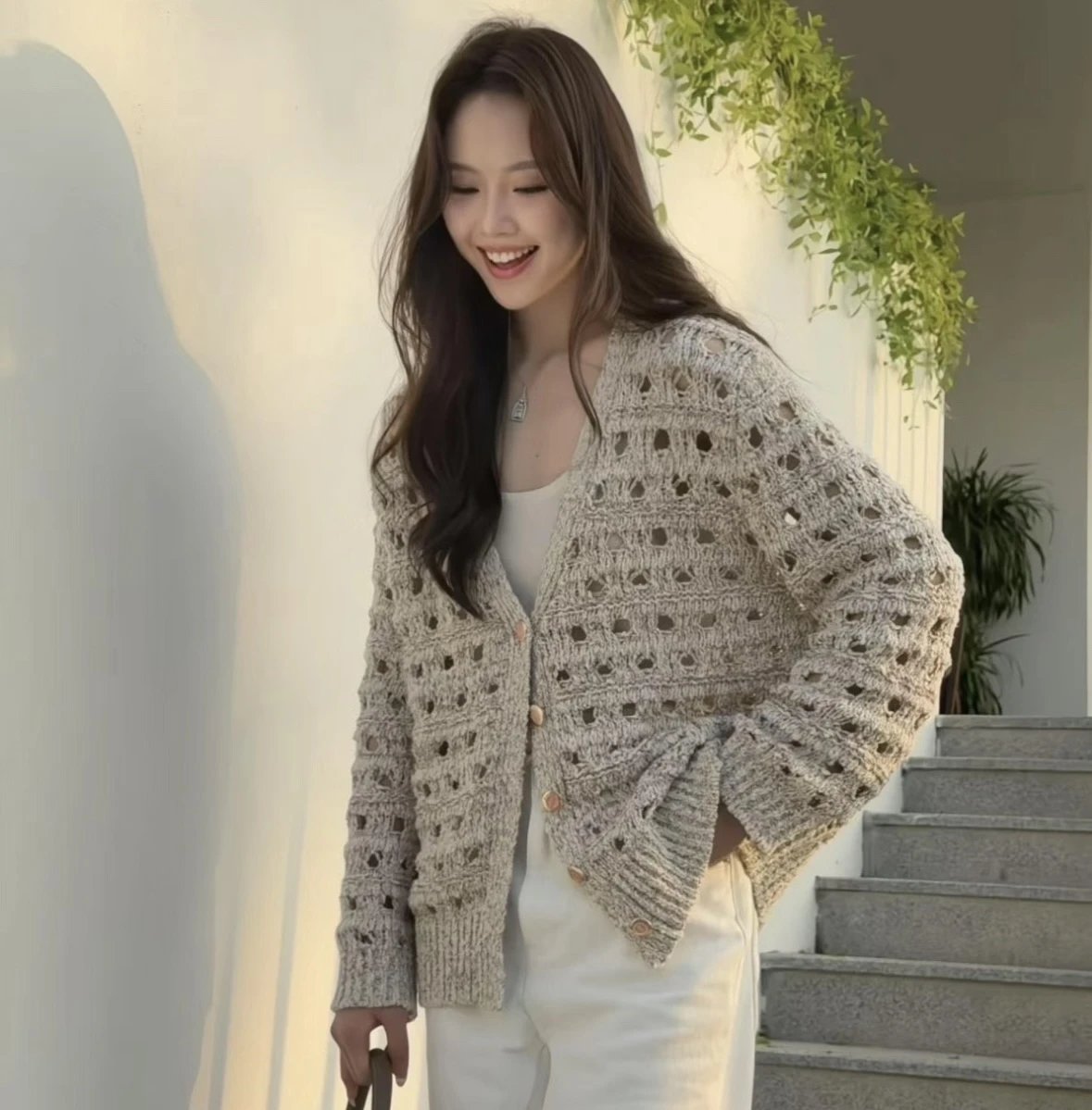 重磅系列  奶奶bc同源cofil开衫  亮片花纱镂空针织开衫意大利进口纱线