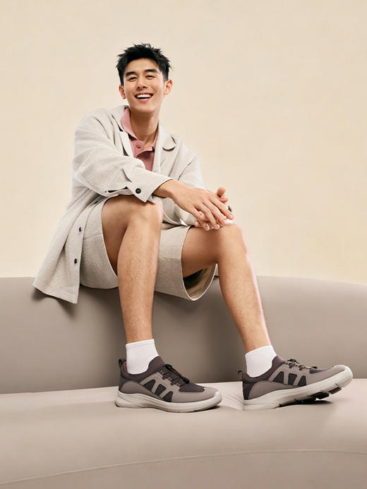 PANSY盼喜日本男鞋透气免系鞋带款胖脚厚底运动鞋2026春季新款----1155 商品图1