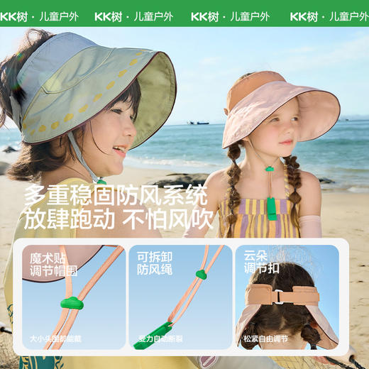 KK树儿童防晒帽男童女孩遮阳帽夏季宝宝户外大帽檐空顶帽防紫外线小云檐空顶防晒帽 商品图3