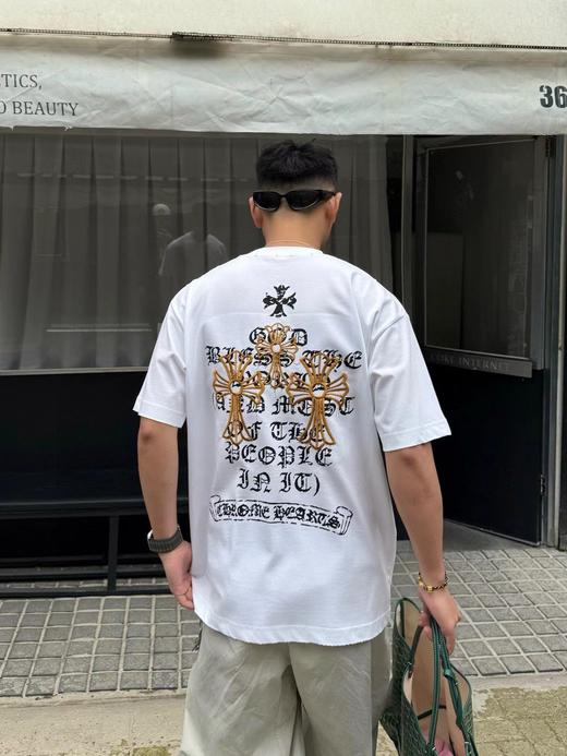 F030417新款前后图案字母绣花工艺男女同款休闲圆领短袖T恤 商品图2