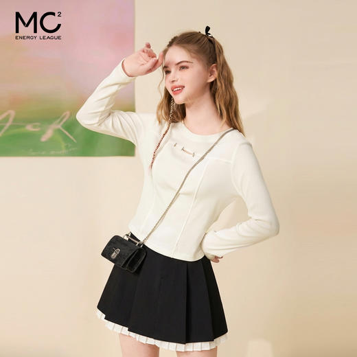 mc2百褶裙半身裙女2023夏新款下摆拼接半裙显瘦小个子气质A字短裙 商品图0