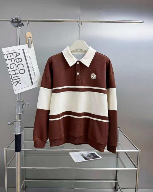 F030462春季新品男女长袖加厚相拼间色透气吸汗翻领polo衫上衣 商品图1