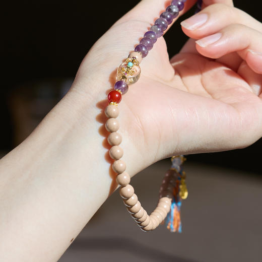 【紫气·白龙涎双圈合香珠手串】敦煌福泽白龙涎合香珠天然紫水晶手链串珠女中草药材文玩手串手饰首饰 商品图2