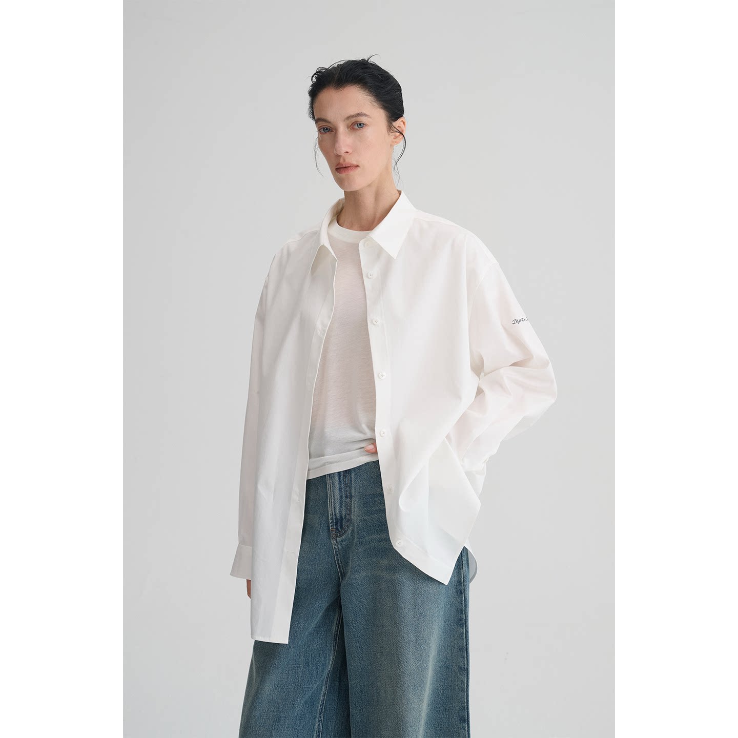 MAISON CECILE“春日已至”法语刺绣莱赛尔棉百搭简约随性白衬衫