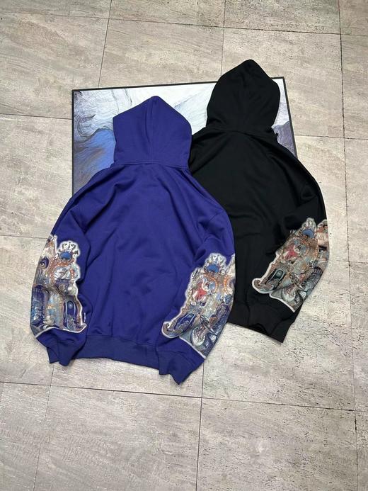 F030406联名款袖子眼睛印花图案休闲宽松连帽拉链卫衣外套男女同款 商品图2