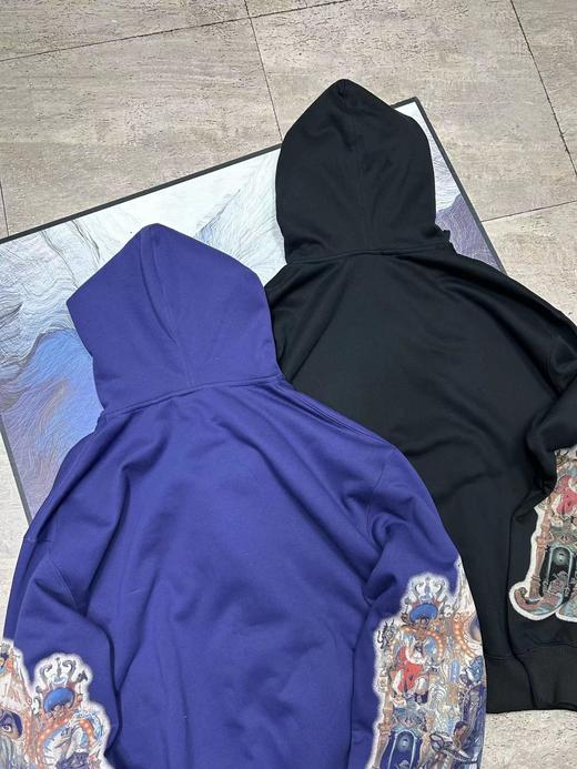 F030406联名款袖子眼睛印花图案休闲宽松连帽拉链卫衣外套男女同款 商品图5