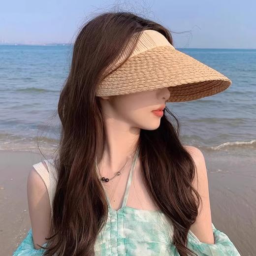 法国设计师联名款]拉菲草空顶帽女防紫外线太阳帽子 商品图2