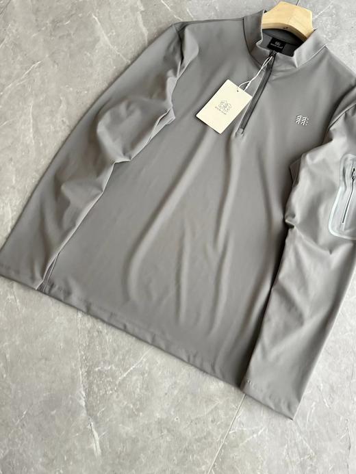 F030468春日常通勤户外休闲衣吸湿排汗男士弹力半拉链长袖T恤 商品图8