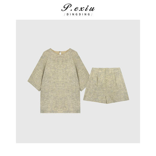 03-2潘依绣丁丁宠粉法式粗针纺编五分袖套装Q6441 商品图0