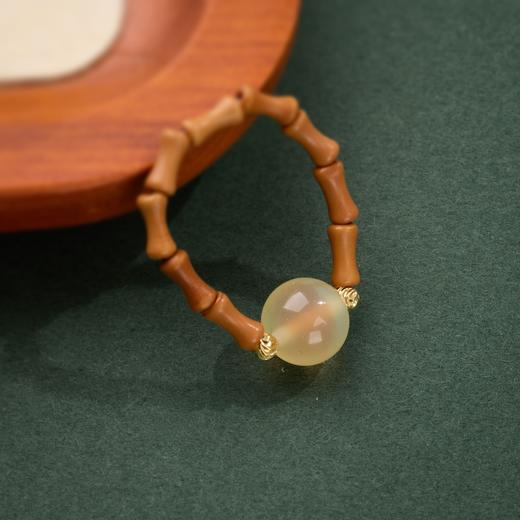 【五福节节高糖心玛瑙戒指】橄榄核竹节糖心玛瑙戒指女新中式小众高级感饰品情侣手饰 商品图3