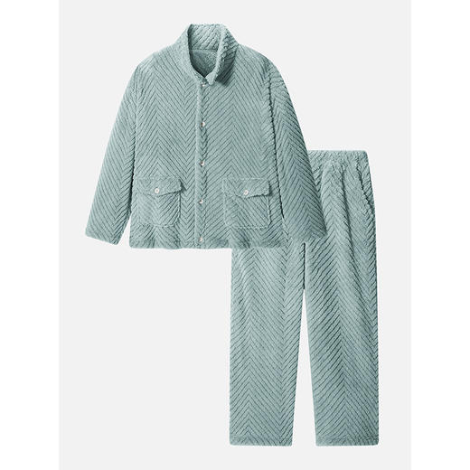 GXG男士家居服 斜纹剪花绒感长袖睡衣纹理柔软舒适睡衣套装冬季款 商品图4