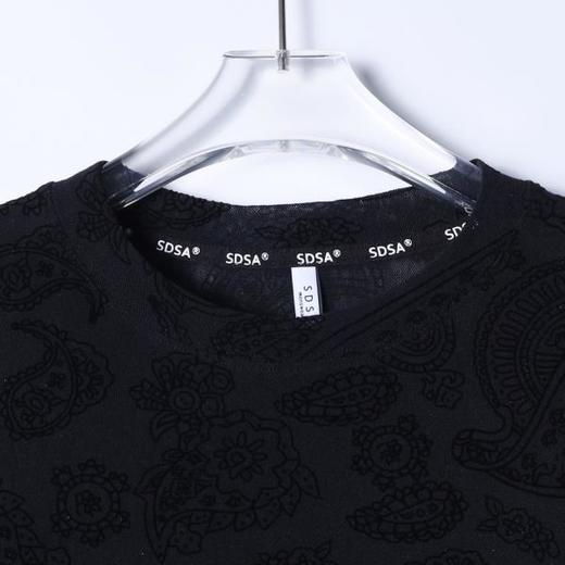 SDSA男士春夏新款痞帅男装潮牌时尚提花花卉圆领长袖T恤百搭舒适 商品图1