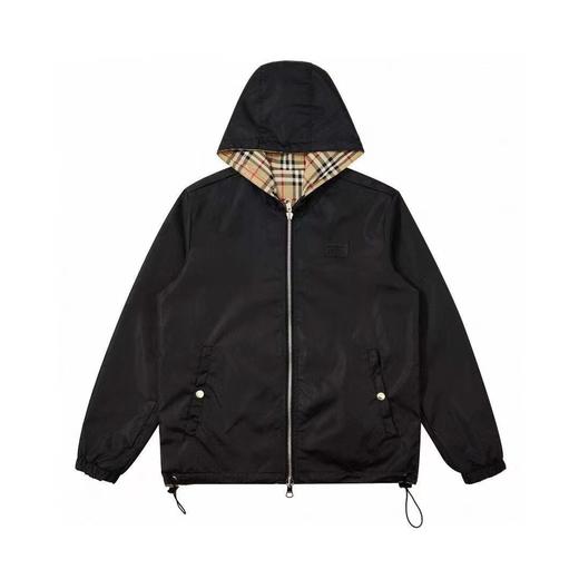 F030481新款休闲百搭宽松格子双面连帽夹克外套 商品图1