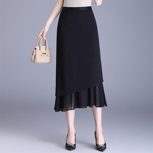 「自」全新升级【铂金会员146/天猫189/差价43】(12454)洛诗琳气质高腰遮胯显瘦中长裙2026春夏新款鱼尾包臀半身裙 商品图0