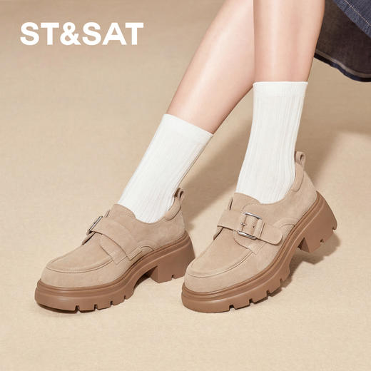 星期六26春新款复古绒面厚底乐福鞋SSE1111181 商品图4