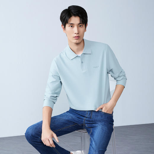 【假两件|不变形领】柒牌长袖Polo衫男26春季新品商务休闲翻领T恤130T71140 商品图1