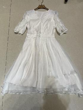 【门店同款】ENJOY夏季“蔓舞轻纱“钉珠白花仙女裙 162797518