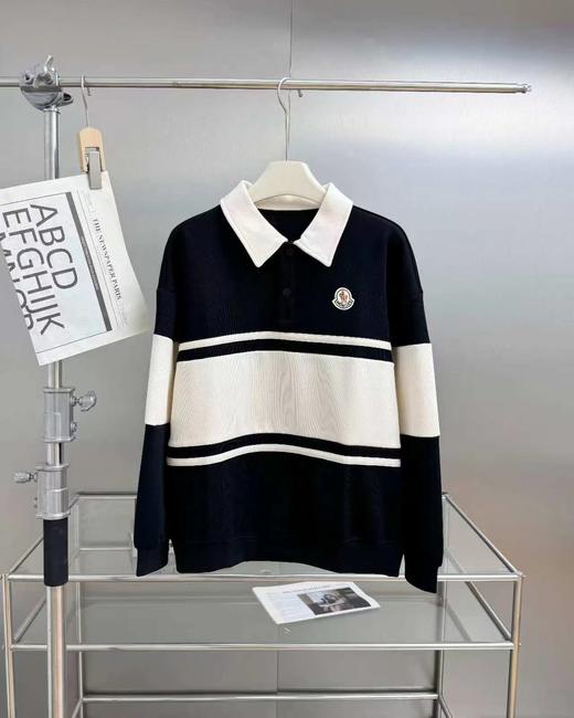 F030462春季新品男女长袖加厚相拼间色透气吸汗翻领polo衫上衣 商品图3