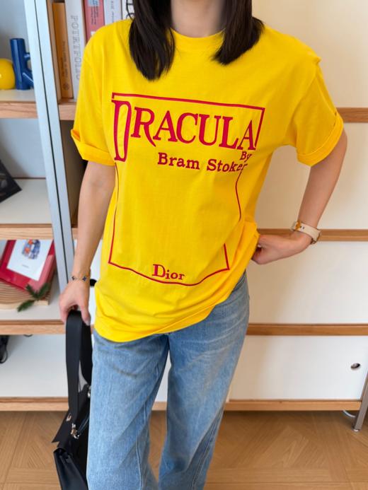 迪奥黄色短袖刺绣T恤 商品图1