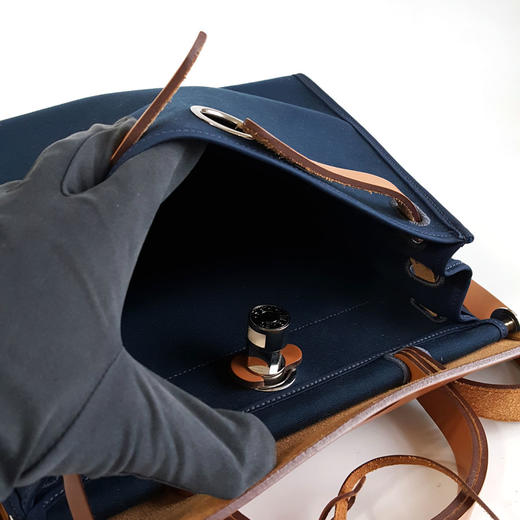 【95新】Hermes爱马仕Herbag系列蓝色帆布拼棕色herbag 31手提单肩包女士280226NJS71 商品图10