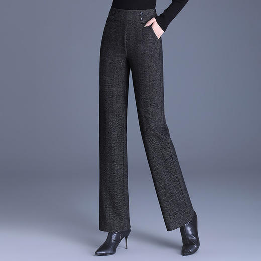 大码中年妈妈毛呢裤子2025新款秋冬加绒保暖直筒阔腿裤女外穿洋气 商品图1