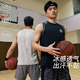 录士LUSHISI水音主题篮球运动健身休闲tee无袖投篮服速干跑步背心