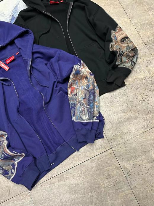 F030406联名款袖子眼睛印花图案休闲宽松连帽拉链卫衣外套男女同款 商品图4