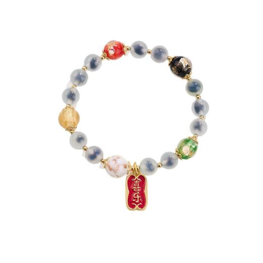 【五行糖心玛瑙手串】敦煌福泽五行糖心玛瑙金箔琉璃手链串珠女轻奢高级感溏心玛瑙手串手饰 商品图8