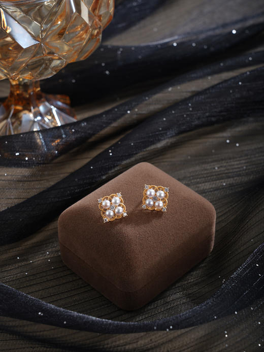 子佩集【永恒幸运】银S925珍珠惜王妃耳钉【MLEH042】菱形四叶2602 商品图3