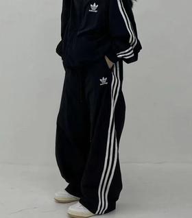 F030425舒适百搭日常通勤尼龙抽绳收腰设计绣花双插带运动长裤