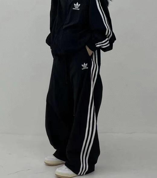 F030425舒适百搭日常通勤尼龙抽绳收腰设计绣花双插带运动长裤 商品图0