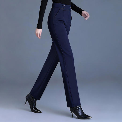 新款窄版直筒阔腿裤女秋冬季大码休闲裤中年妈妈裤子外穿 商品图1